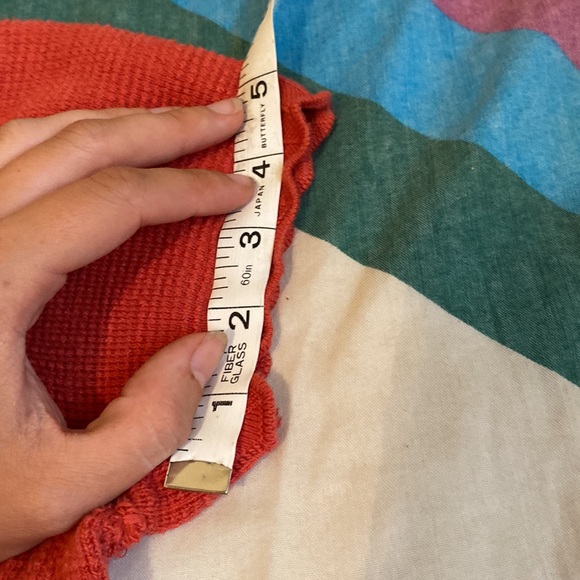 We the Free People Lace Back V Neck Burnt Pink Stretchy Ribbed Top Ruffle edge - Picture 9 of 9